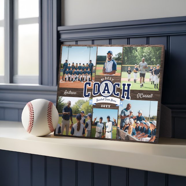 #1 Best Coach Team Photo Collage Appreciation Gift Fotoplatte (#1 Best Coach Team Photo Collage Appreciation Gift Plaque)