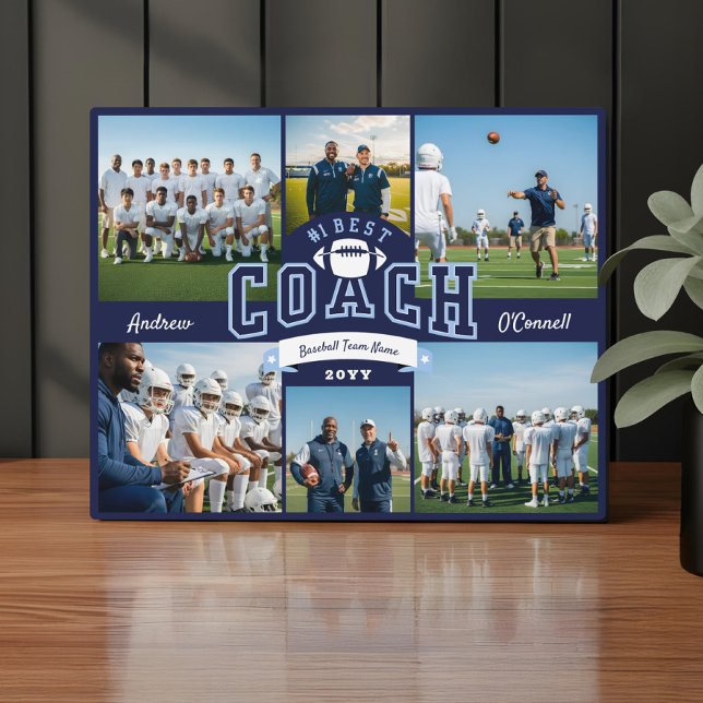 #1 Bester Fußballtrainer Foto-Dankeschön-Geschenk Fotoplatte (#1 Best Football Coach Photo Appreciation Gift Plaque)