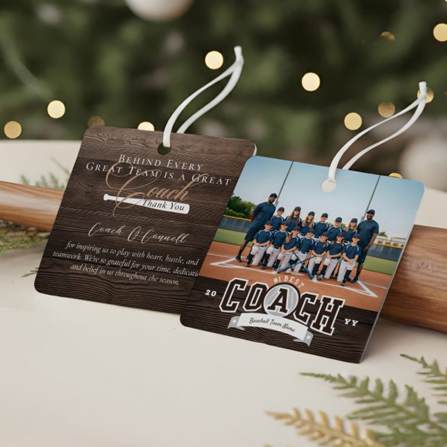 #1 Bester Trainer Baseball-Mannschaftsfoto Anerken Ornament Aus Metall (#1 Best Coach Baseball Team Photo Appreciation Metal Ornament)
