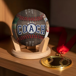 #1 Bestes Coach Foto Team Roster Keepake Woodgrain Baseball