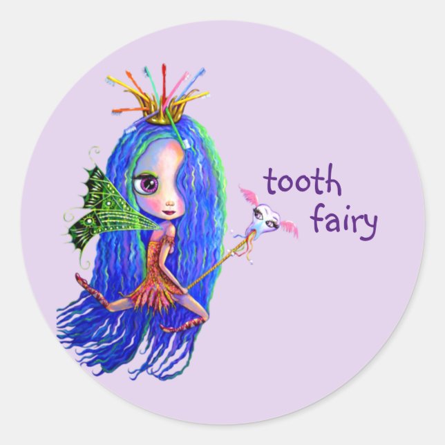 1. Besuch von der Tooth Fairy Crown Niedlich Runder Aufkleber (Vorderseite)