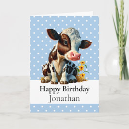1. BIRTHDAY COW BOY Blue CARD Karte