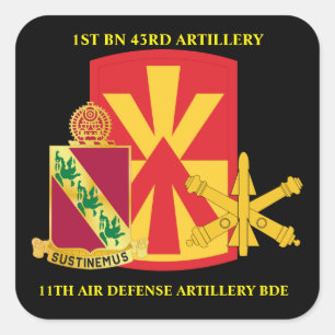 1. BN 43RD LUFTVERTEIDIGUNGSKÜNSTLER 11. LUFTVERTE QUADRATISCHER AUFKLEBER