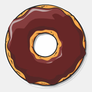 1 Cartoon-Schokoladen-Krapfen-Entwurf Runder Aufkleber