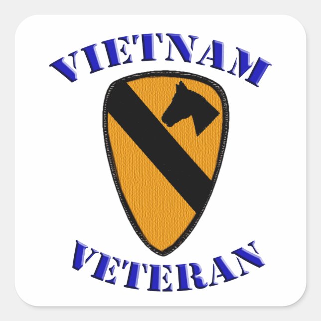 1. Cav Vietnam Veteran Quadratischer Aufkleber (Vorderseite)