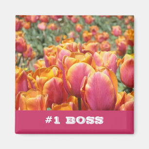 #1 CHEF-magnete Geschenke Pink Orange Tulpen Blume Magnet