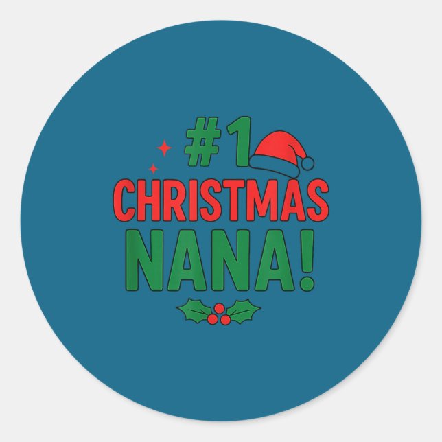 #1 Christmas Nana  Runder Aufkleber (Vorderseite)