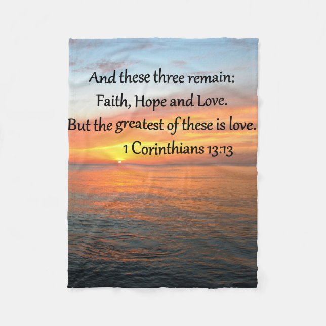 1 CORINTHIANS 13:13 SONNENRISE-FOTO FLEECEDECKE (Vorderseite)