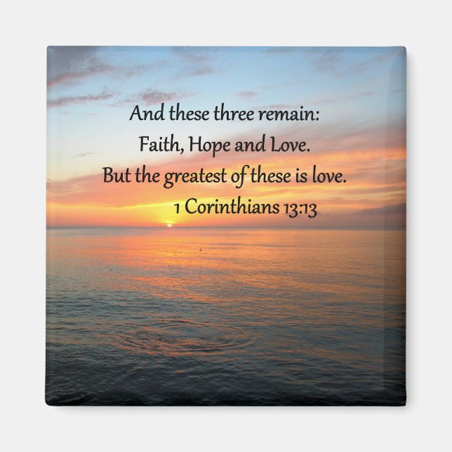 1 CORINTHIANS 13:13 SONNENRISE-FOTO MAGNET (Vorne)