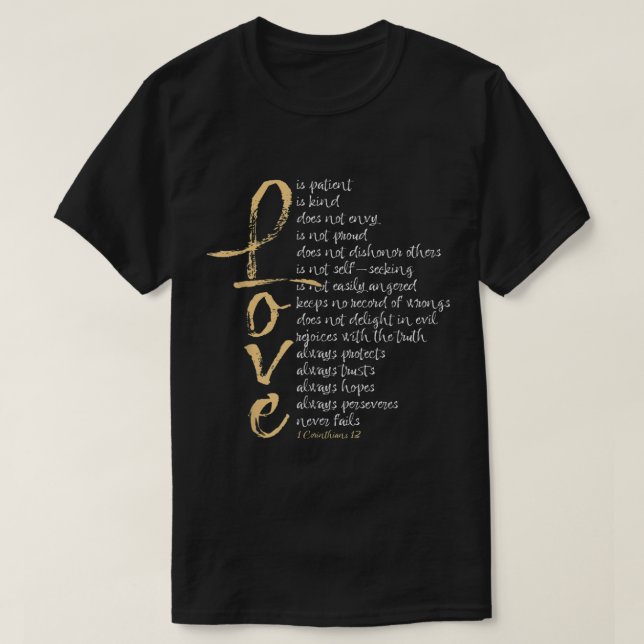 1 Corinthians 13 Bible Verse Love is Patient Love  T-Shirt (Design vorne)
