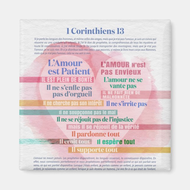 1 Corinthiens 13, Hymne à l’Amour Magnet (Vorne)