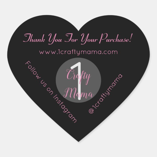 1 Crafty Mama Girly Vielen Dank Herz-Aufkleber (Vorderseite)