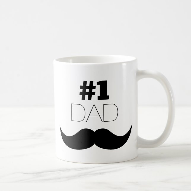 #1 Dad Black Mustache - Number One Kaffeetasse (Rechts)