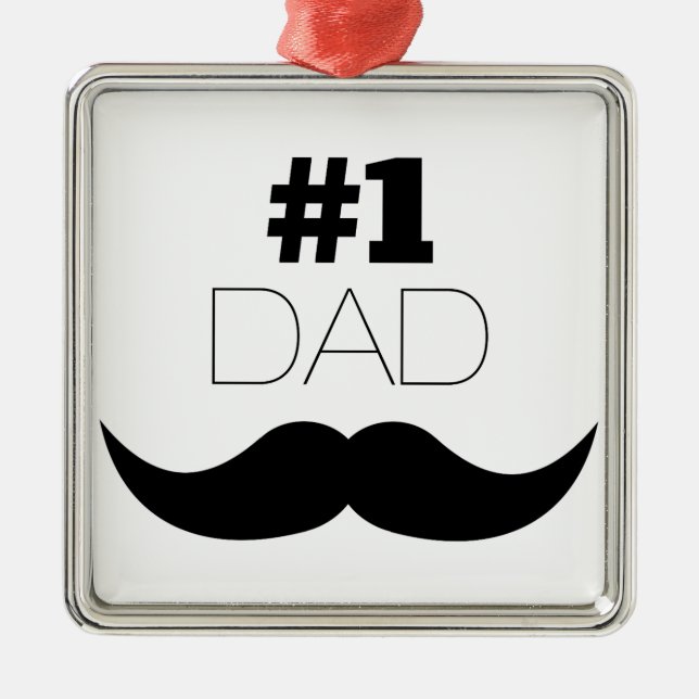 #1 Dad Black Mustache - Number One Ornament Aus Metall (Vorne)