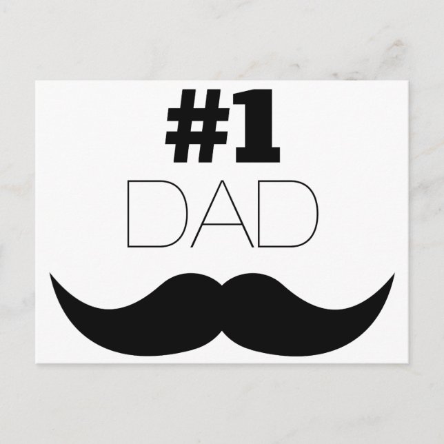 #1 Dad Black Mustache - Number One Postkarte (Vorderseite)