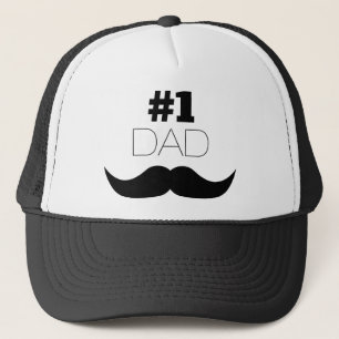 #1 Dad Black Mustache - Number One Truckerkappe