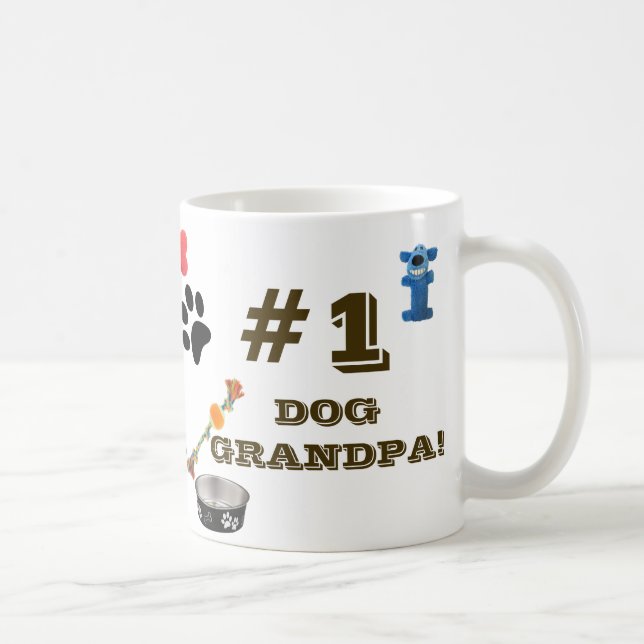 #1 Dog Opa mit Dog Toy Graphics Kaffeemaschine Tas Kaffeetasse (Rechts)