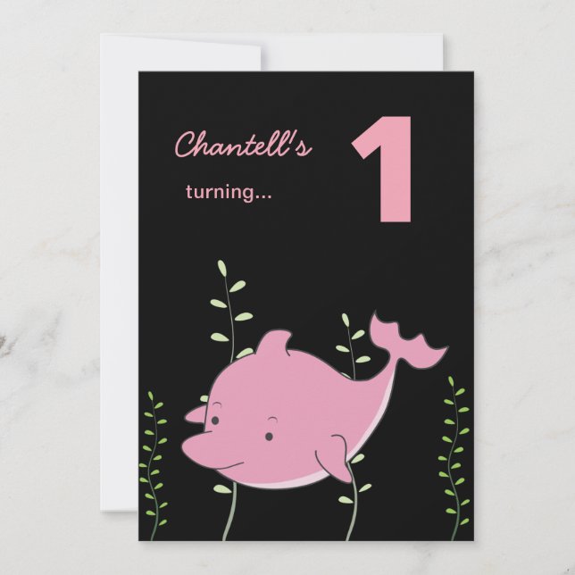 1. Dolphin unter dem Meer zum Geburtstag Einladung (Vorderseite)