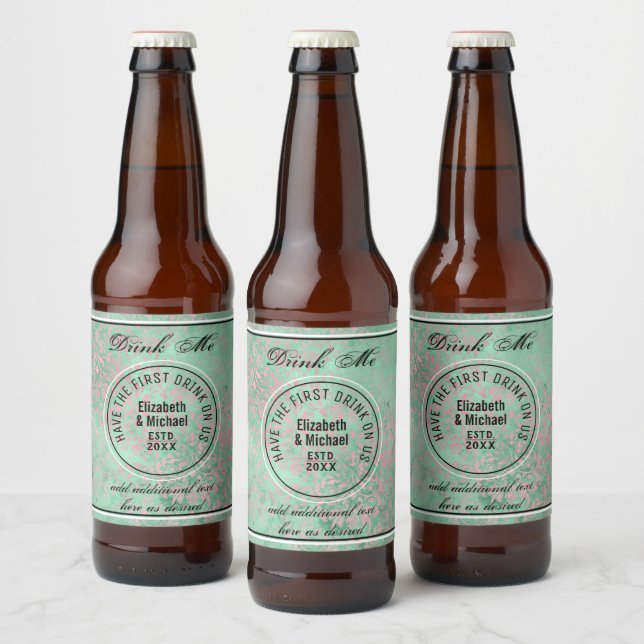 1. Drink auf uns - GETRÄNKE ME Minze Gastgeschenk  Bierflaschenetikett (Flaschen)