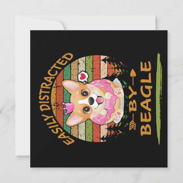 1 Easily Distracted By Beagle Einladung (Vorderseite)
