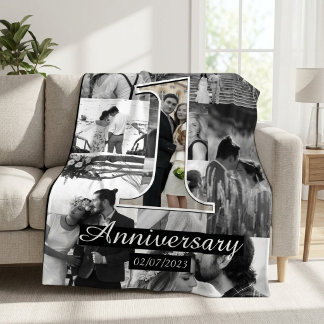 1. Ehejubiläum Foto Collage Fleecedecke
