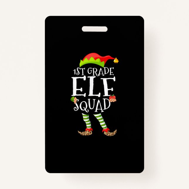 1. Elfskopf Funny Elementary Teacher Xmas Ausweis (Vorderseite)