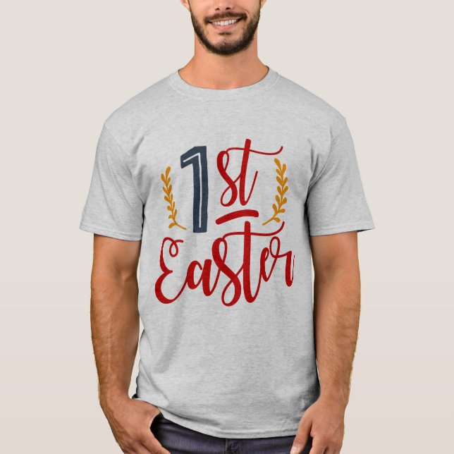 1. Estergraufarbe Herren Basic-T - Shirt (Vorderseite)