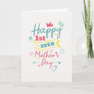 1. Ever Mothers Day Niedlich Modern First Mama Car Feiertagskarte