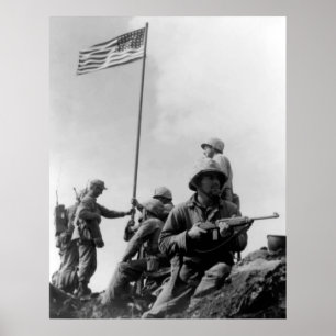 1. Flagge, die auf Iwojima anhebt Poster