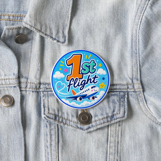 1. Flug farbiges Flugzeug Souvenir Button (Beispiel)