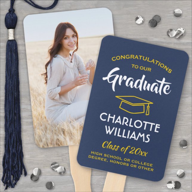 1 Foto Abschluss Elegante Navy Blue Gold Yellow Fächer (Von Creator hochgeladen)