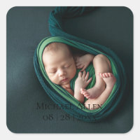 1 Foto Baby Birth Announction Sticker