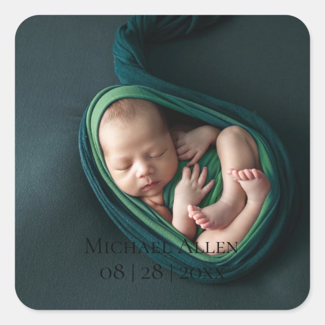 1 Foto Baby Birth Announction Sticker (Vorderseite)