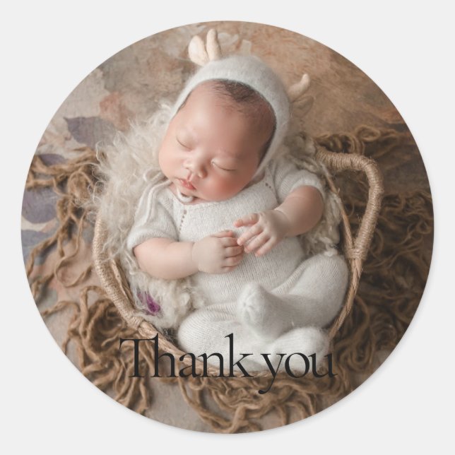 1 Foto Baby Danke Rundaufkleber Runder Aufkleber (Vorderseite)