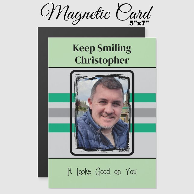 1 Foto behalte grün lächelnde Magnetkarte Magneteinladung (Von Creator hochgeladen)