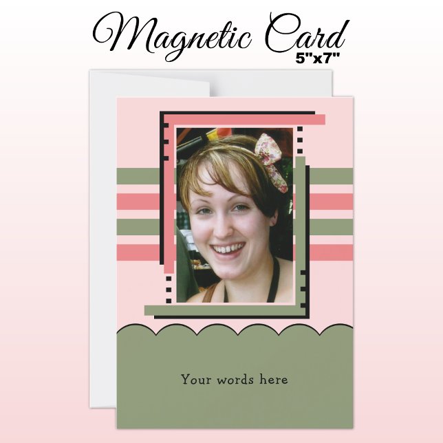 1 Foto benutzerdefinierte, grün rosa Magnetkarte Magneteinladung (Von Creator hochgeladen)