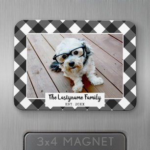 1 Foto-Collage Familienname - Büffel Karo Schwarz Magnet