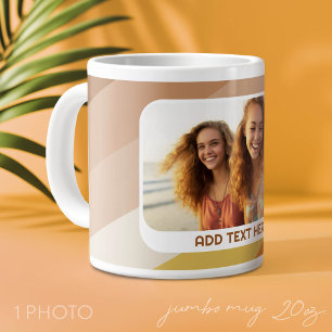 1 Foto-Collage - Text - Retro-Streifen Warme Farbe Jumbo-Tasse
