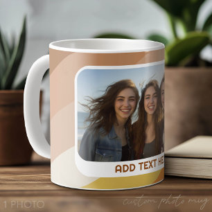 1 Foto-Collage - Text - Retro-Streifen Warme Farbe Kaffeetasse