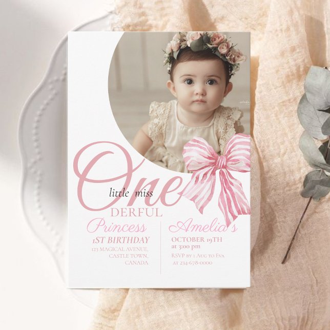 1. Foto Elegante Bow Birthday Girly Party Einladung (Von Creator hochgeladen)