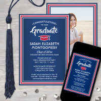 1 Foto Elegante Glückwunsch Red White Blue Abschlu