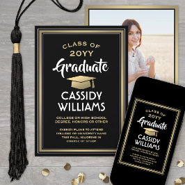 1 Foto Eleganter Moderner Schwarzer Abschluss Ankündigung