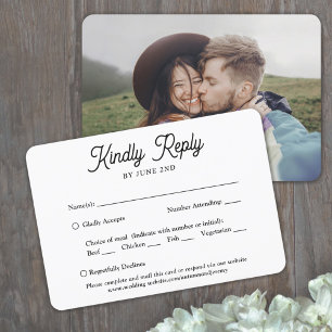 1 Foto Essensoptionen Elegante Retro-Schrift Hochz RSVP Karte