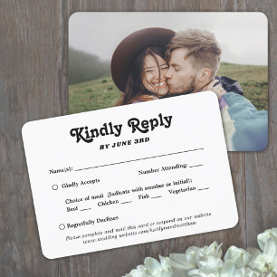 1 Foto Essensoptionen Retro-Typografie Hochzeit RSVP Karte