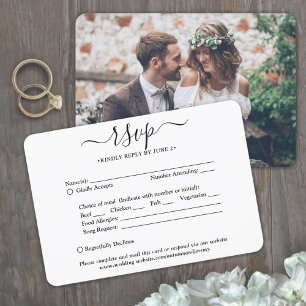 1 Foto Essensoptionen Songwunsch Einfache Hochzeit RSVP Karte
