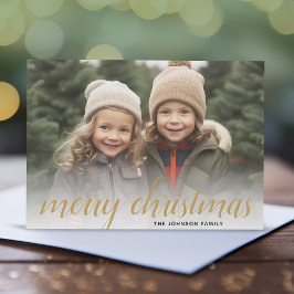 1 Foto Frohe Weihnachtsschrift Gold Damask Feiertagskarte