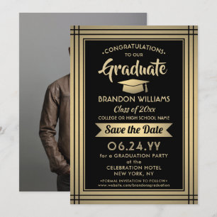 1 Foto Herzlichen Glückwunsch Graduate Black and G Save The Date