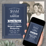 1 Foto Jahrestag Überraschung Party Navy Blue Whit Save The Date<br><div class="desc">Kannst du ein Geheimnis behalten haben? Laden Sie Ihre Familie und Freunde zu einem eleganten und aufregenden Überraschungs-Jubiläum-Party mit maßgeschneiderten Foto Marine blau und weiß Save the Date Einladungen. Bild und alle Formulierungen auf dieser Vorlage sind einfach zu personalisieren, einschließlich der Nachricht, dass "Shhh! Es ist ÜBERRASCHEND." Das Design besticht...</div>