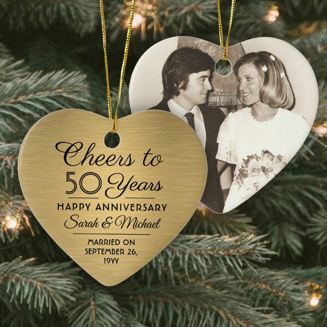 1 Foto JEDER Jubiläum Cheers Black & Gold Heart Keramik Ornament (Von Creator hochgeladen)