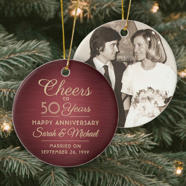 1 Foto JEDER Jubiläumsjubiläumsjubiläum Rot & Gold Keramik Ornament (Von Creator hochgeladen)
